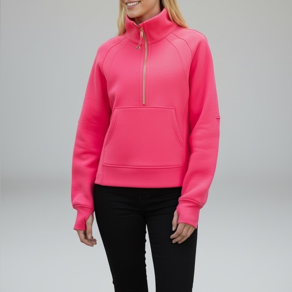 Lululemon Scuba Oversized Hoodie Funnel Neck Pullover Glaze Pink GOLD ZIP M/L - Picture 3 of 6